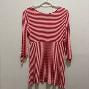 Persaya Coral & White Striped Girls Casual Dress